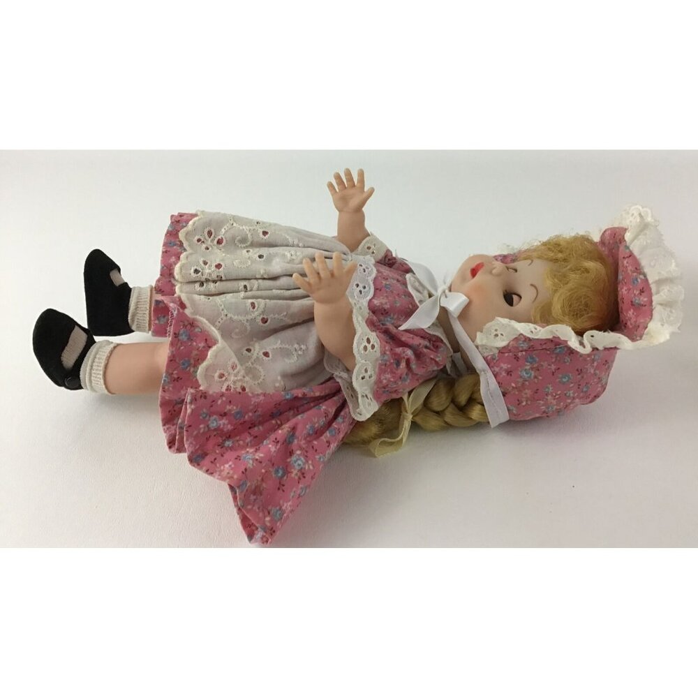 Rothschild Doll Co. Vinyl Jointed 1985 Blonde Braids Green Eyes 11” Floral Dress - Picture 11 of 16